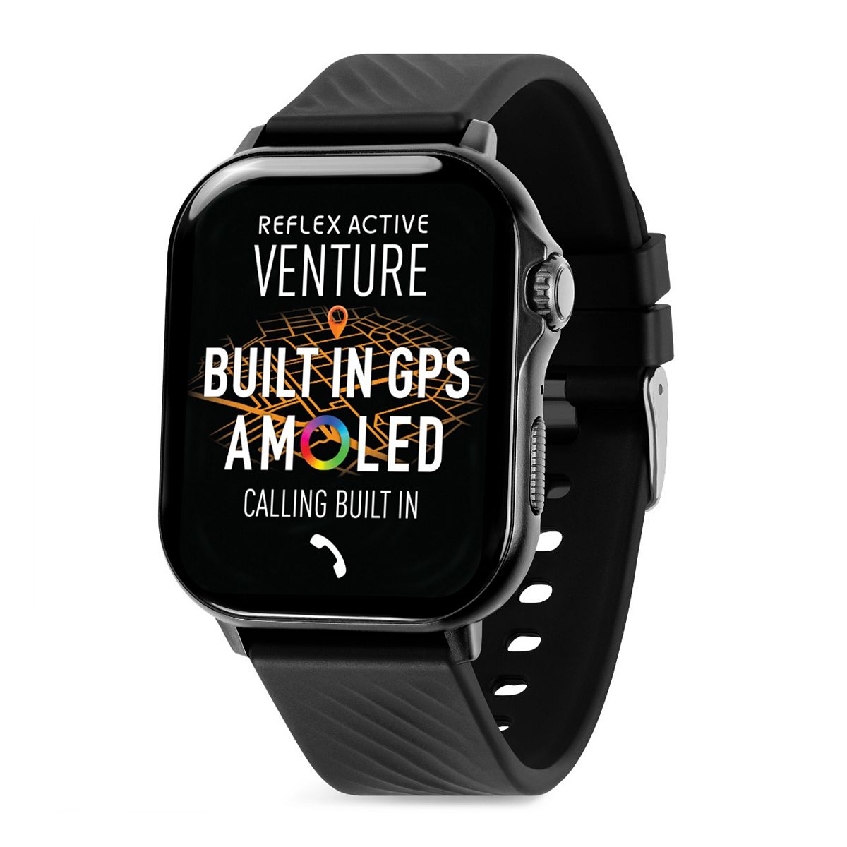 Reflex Active Venture Amoled Gps Calling Black Strap Smart Watch
