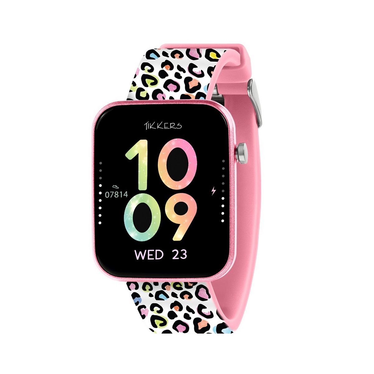Tikkers Smart Series 13 Pink Leopard Print Silicone Strap Watch