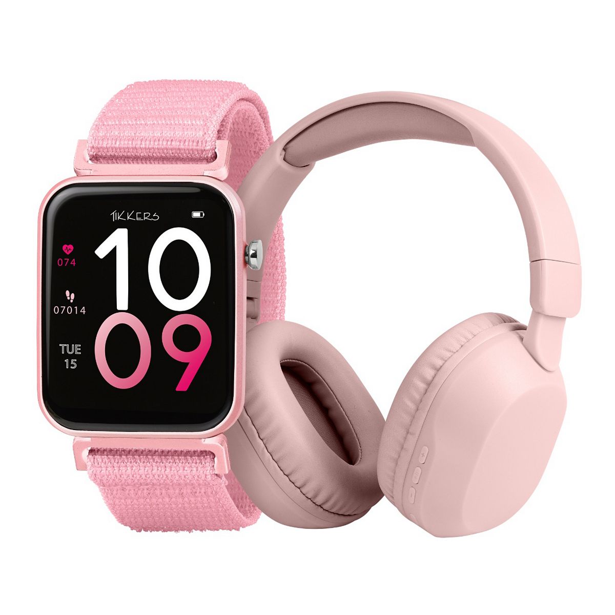 Tikkers Smart Series 13 - Pink Easy Release Fabric Strap Watch & Headphone