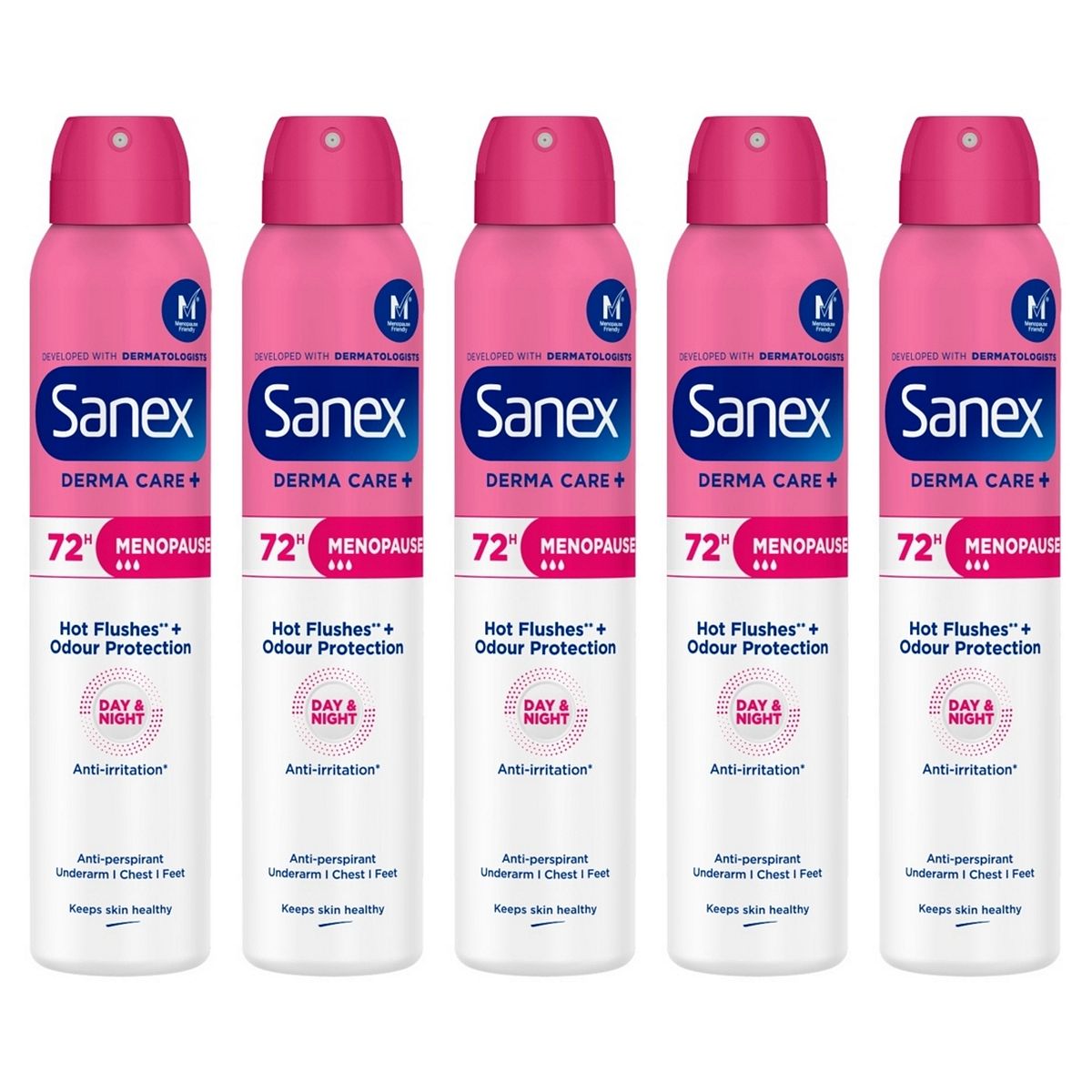 Sanex Dermo Menopause Aerosol Deodorant200 Ml X5, 200ml