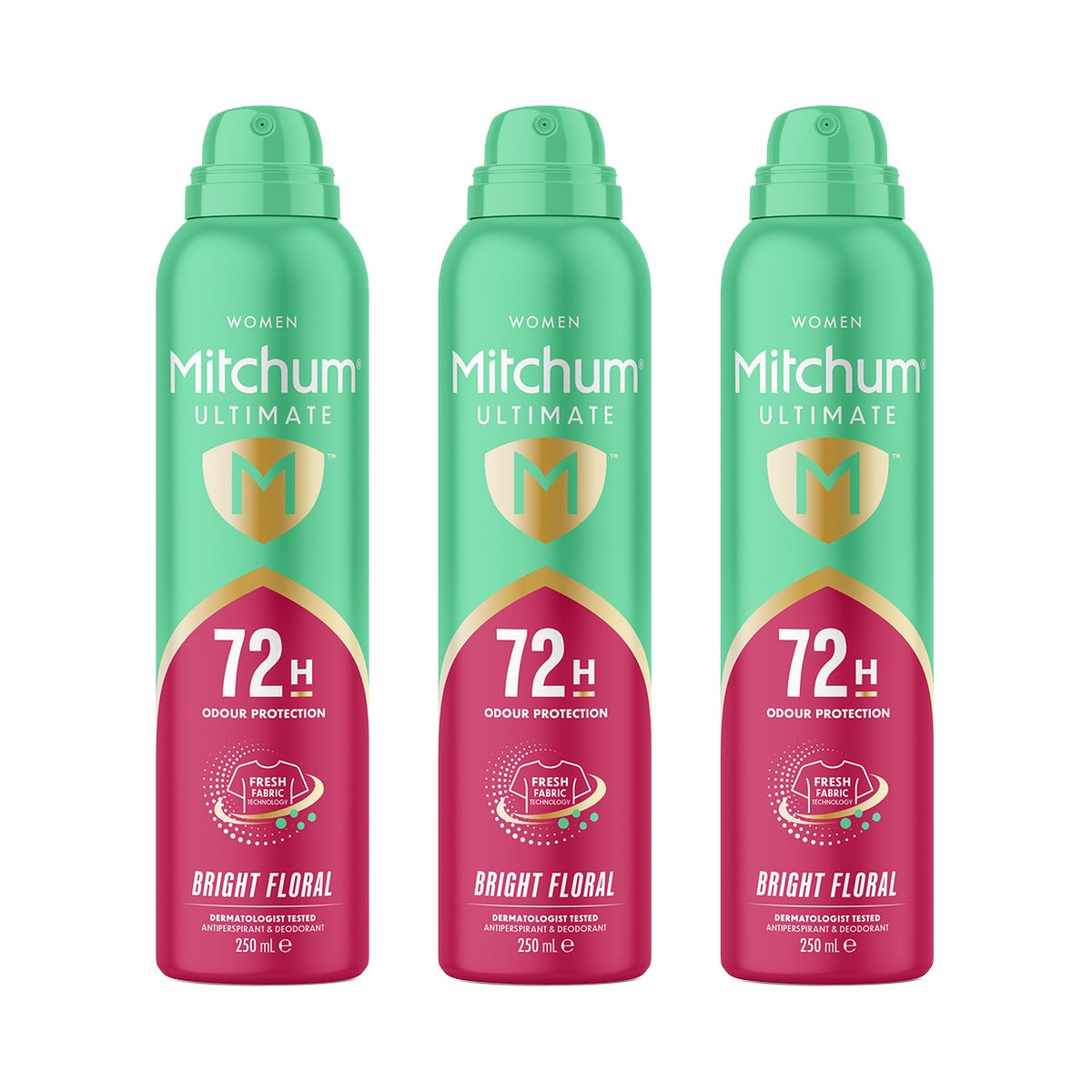 Mitchum Ultimate 72H Bright Floral Spray Antiperspirant Deodorant250 Ml Trio