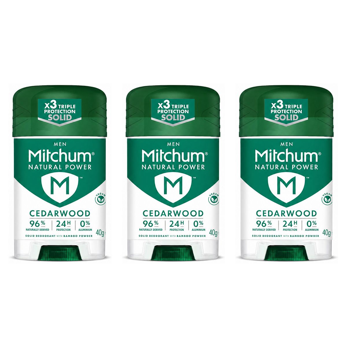 Mitchum Natural Power Antiperspirant Deodorant Cedarwood Stick Trio