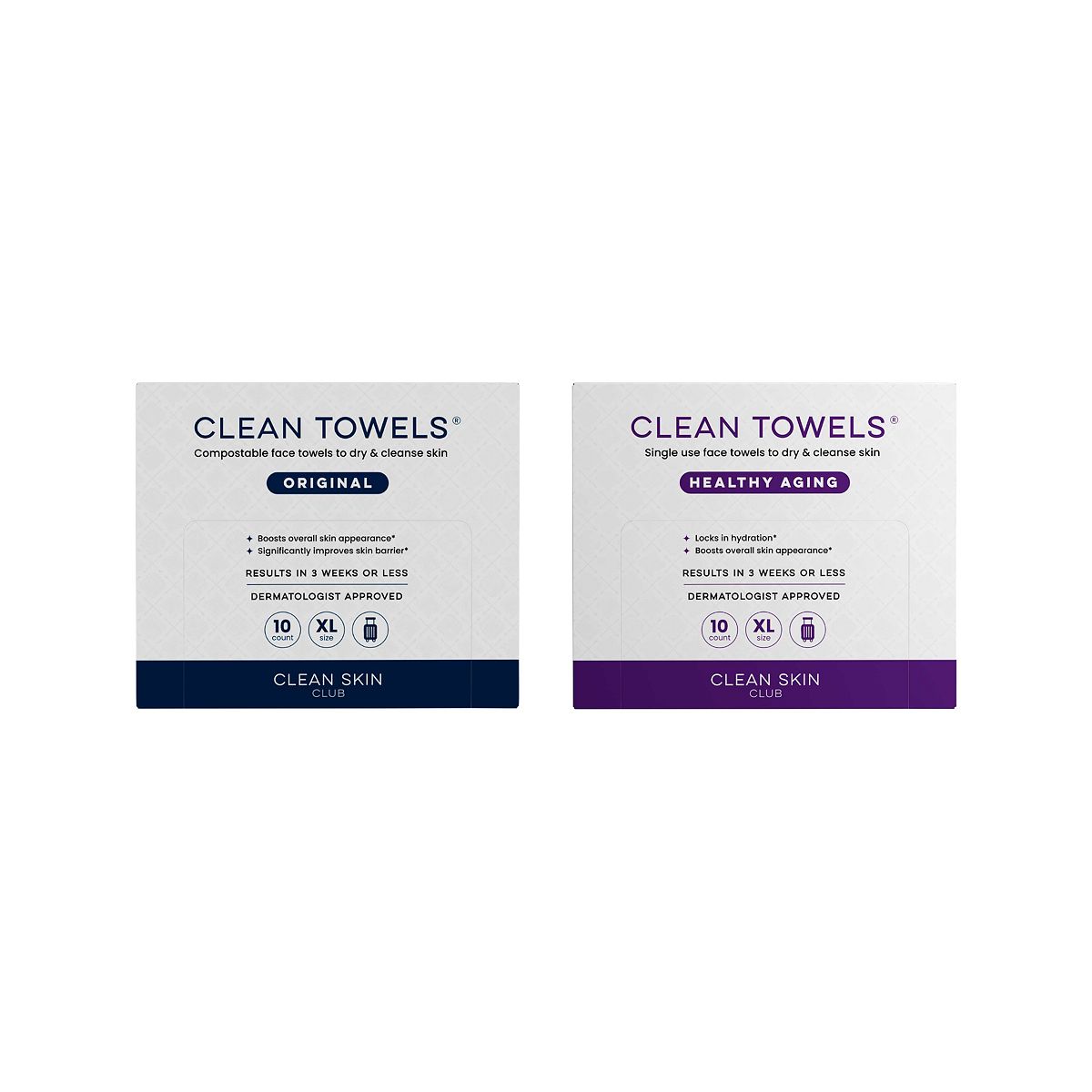 Clean Skin Club Csc Clean Towels Original + Healthy Aging Trial Bundle