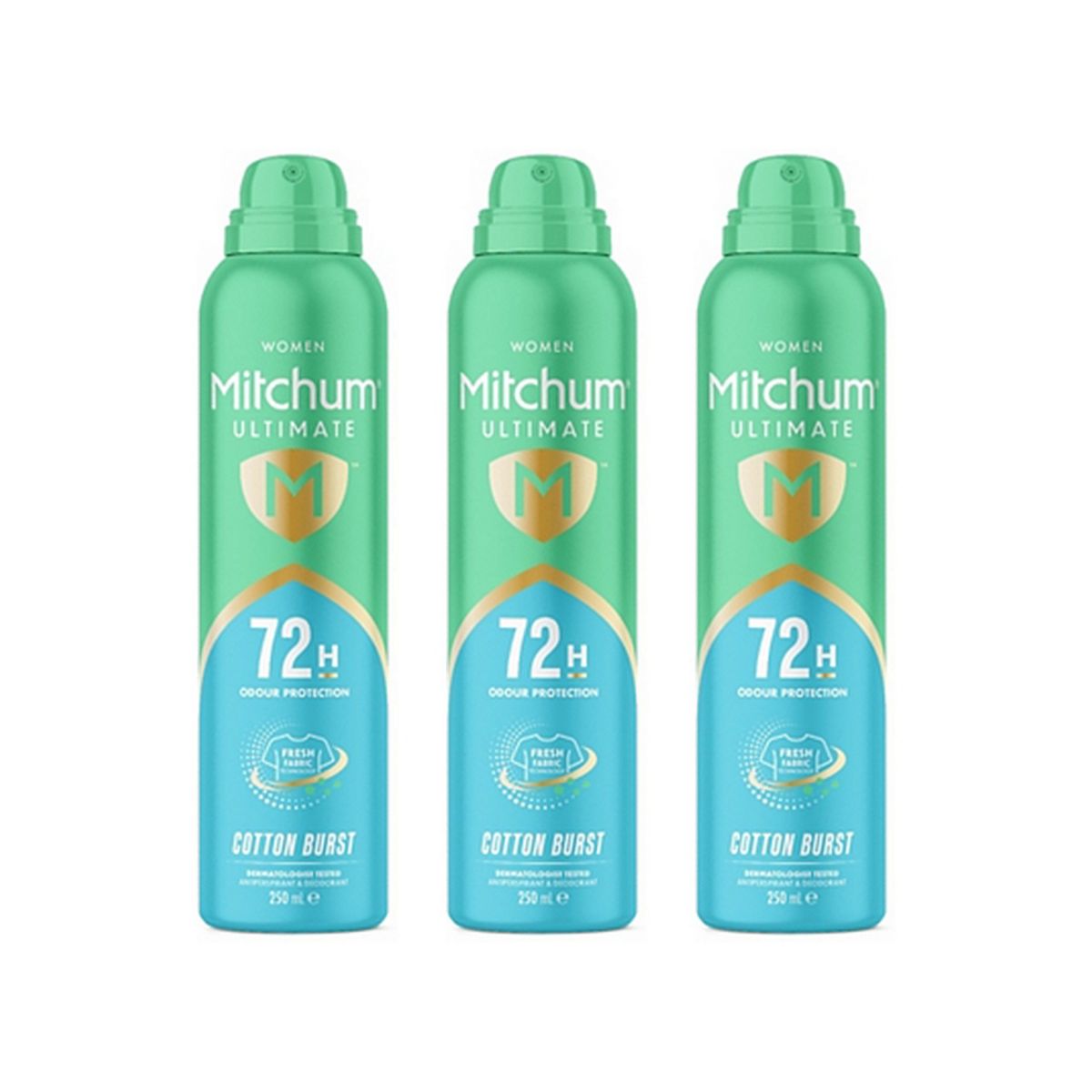 Mitchum Ultimate 72H Cotton Burst Spray Antiperspirant Deodorant250 Ml Trio, 250ml