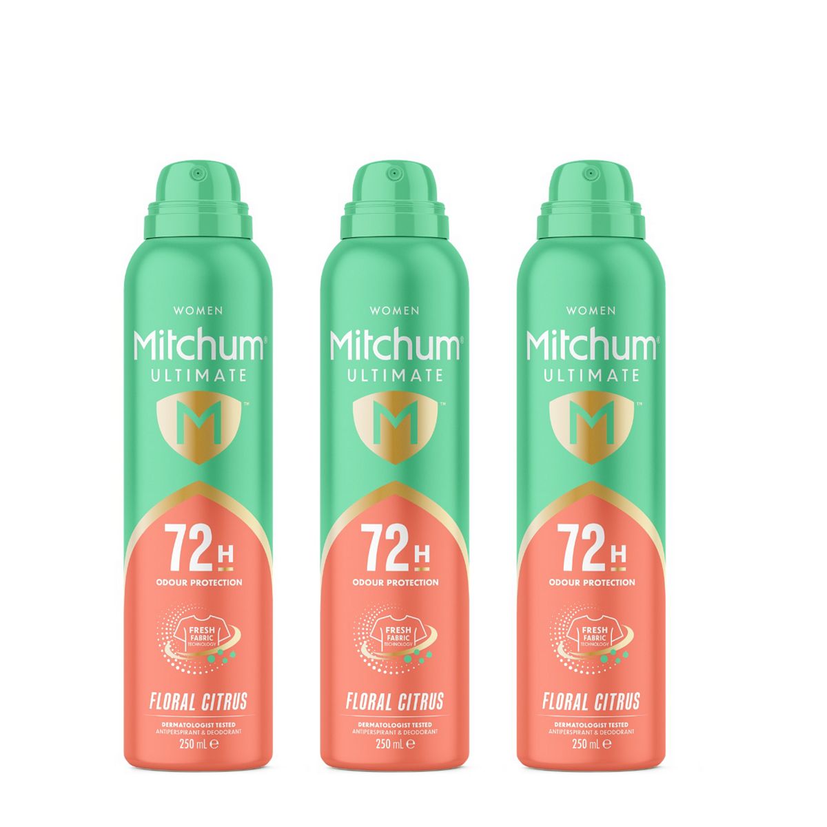 Mitchum Ultimate 72H Floral Citrus Spray Antiperspirant Deodorant250 Ml Trio, 250ml