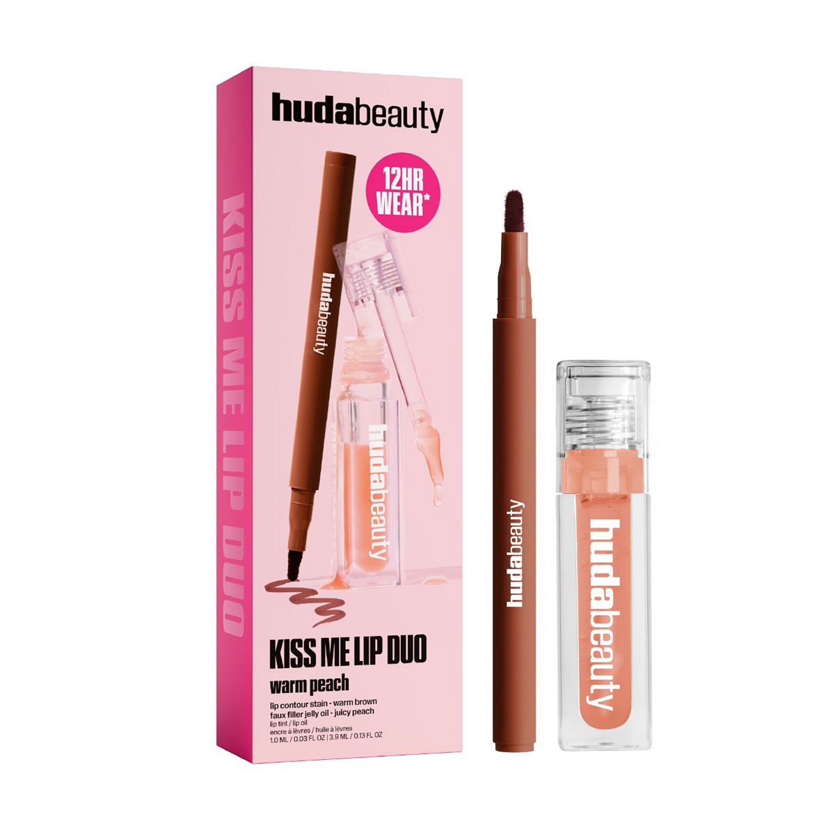 Huda Beauty Kiss Me Lip Duo Set Warm Peach